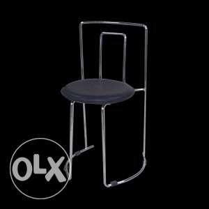 Chrome And Black Fabric Padded Chair