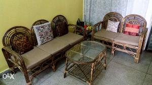 Five seater bamboo sofa set with centre table