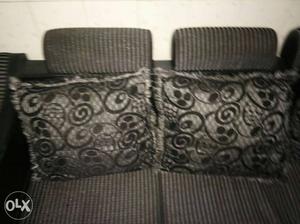 Gray 2-seat Sofa With Two Throw Pillows