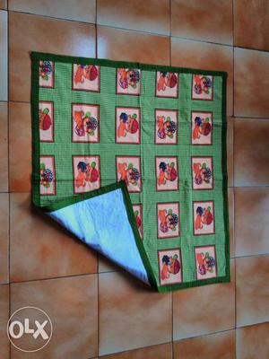 Handmade cotton baby quilt { Dupate }. 36 inches × 36