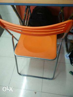 Orange And Gray Metal Chair and wooden table- brand new 5