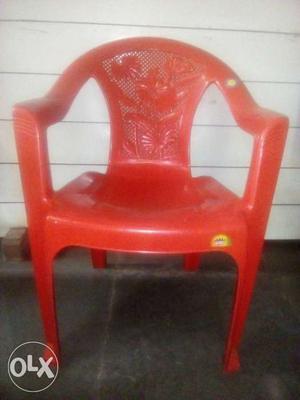 Red Floral Plastic Armchair
