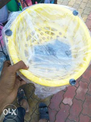 Round Yellow Plastic Basket