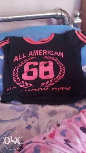 Toddler's Black And Pink All American 68 Crewneck Shirt
