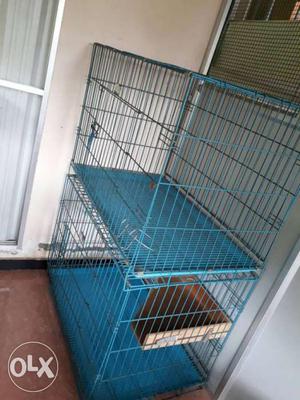 Two Blue Wire Pet Cages