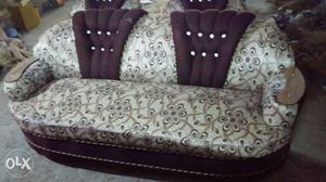 White And Brown Floral Sofa