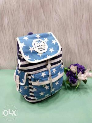 Women's Blue White And Black Backpack