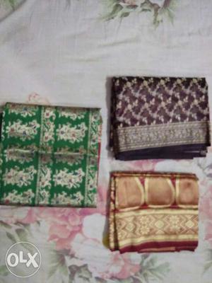 3 Gently Used Fancy Sari in Very Good Condition