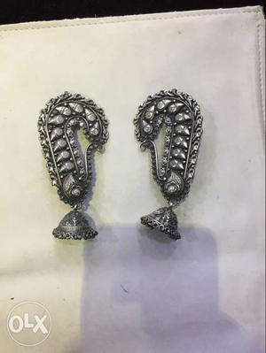 Antique ear rings italian silver 92.5 oxodised