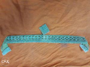 Beaded Teal Valance