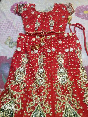 Beautiful Red Color Bridal Lehenga at attractive low price..