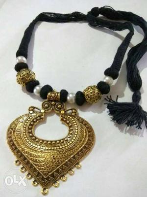 Black And Gold Beaded Necklace