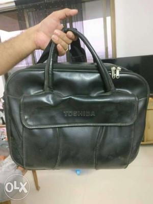 Black Toshiba Leather laptop Bag