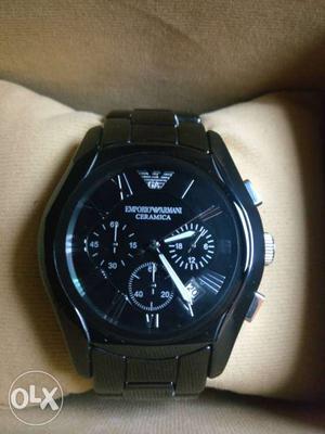 Brand new black ceramic and chrome, Original Emporio Armani