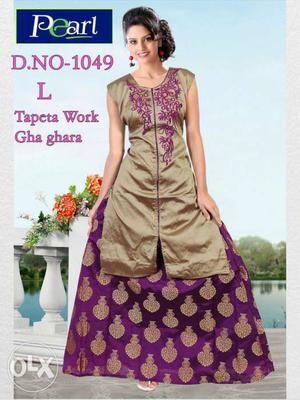 Brown And Purple Anarkali Suit