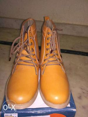 Brown Leather Work Boots With Box