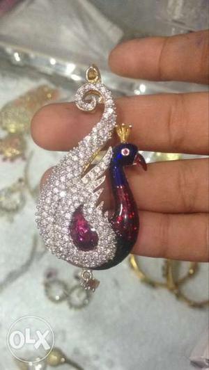 Diamond, Blue, And Red Pendant