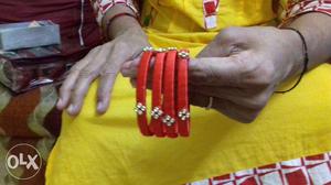 Four Red Silk Bangles