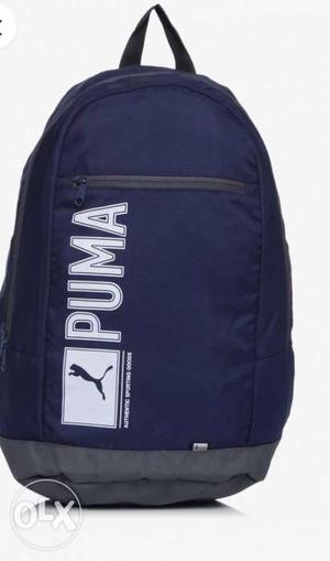 Gray And Blue Puma Backpack