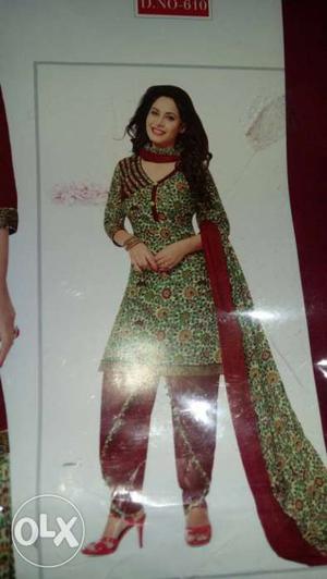 Gray And Red Salwar Kameez Pack