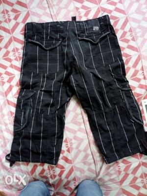 Men's Black And White Stripes Cargo Shorts