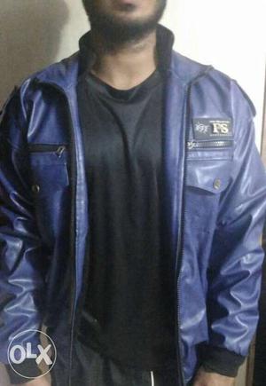 Men's Blue Leather Jacket