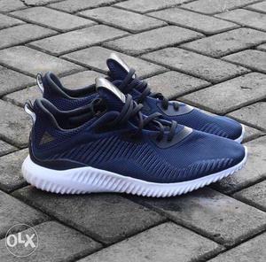 Pair Of Blue-and-white Adidas alphabounce 2 Shoes