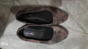 Pair Of Brown-and-black Leather Flats