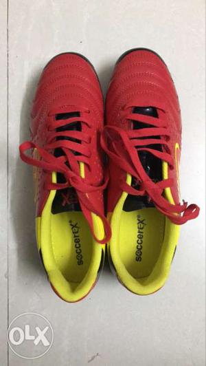 Pair Of Red-and-yellow Soccerex Cleats