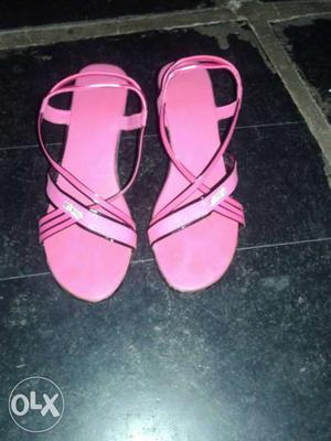 Pink Leather Open-toe Back-strap Heels