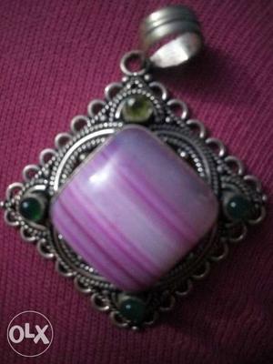 Real silver with pink crystal pendant