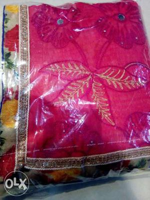Red And Beige Floral Textile In Pack