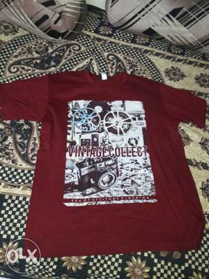Red Vintage Collect Crew-neck T-shirt large size