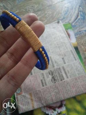 Silk thread bangle blue color