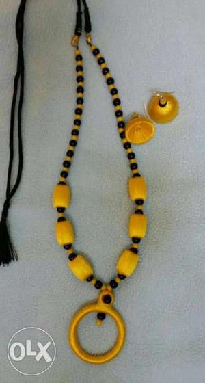 Silk thread jewellery - Color: Yellow with black.
