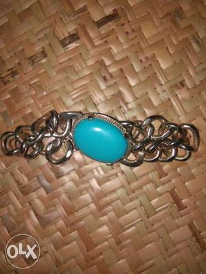 Silver And Blue Chain Bracelet