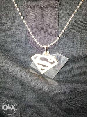 Silver Chain Superman Pendant Necklace