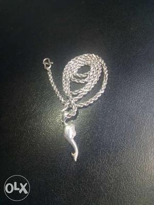 Silver Fish Pendant Chain Necklace