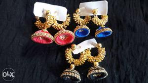 Three Pairs Of Jhumka Earrings
