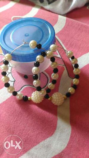 Two Black-and-white Beaded Bracelets