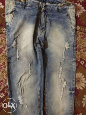 Washed Distress Denim Jeans size 34