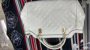 White Leather Quilted Handbag