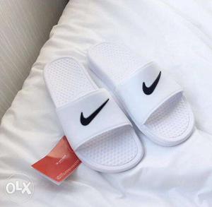 White Nike Slide Sandals