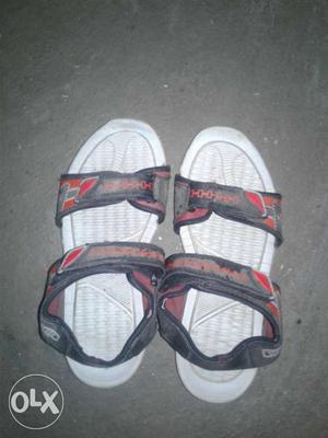 White-and-black Slide Sandals