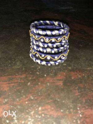 Women's Blue And Silver Bangles
