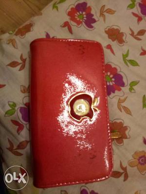 Women's Red Leather Pouch
