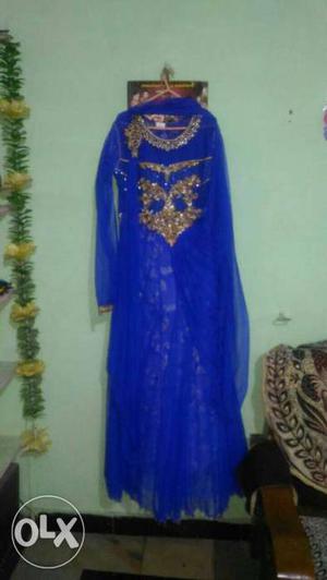 Xl attached chunni long nave blue dress.