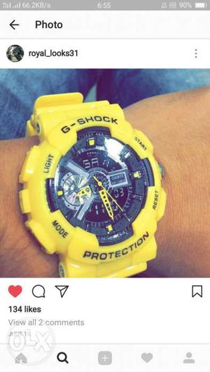 Yellow Casio G-shock Chronograph Watch