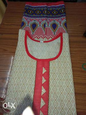 Beige And Red Traditional Dress