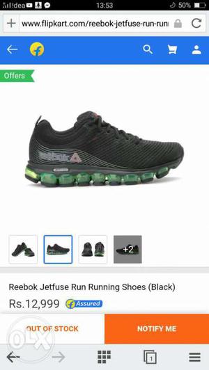 Black And Green Reebok Jetfuse Running Shoes